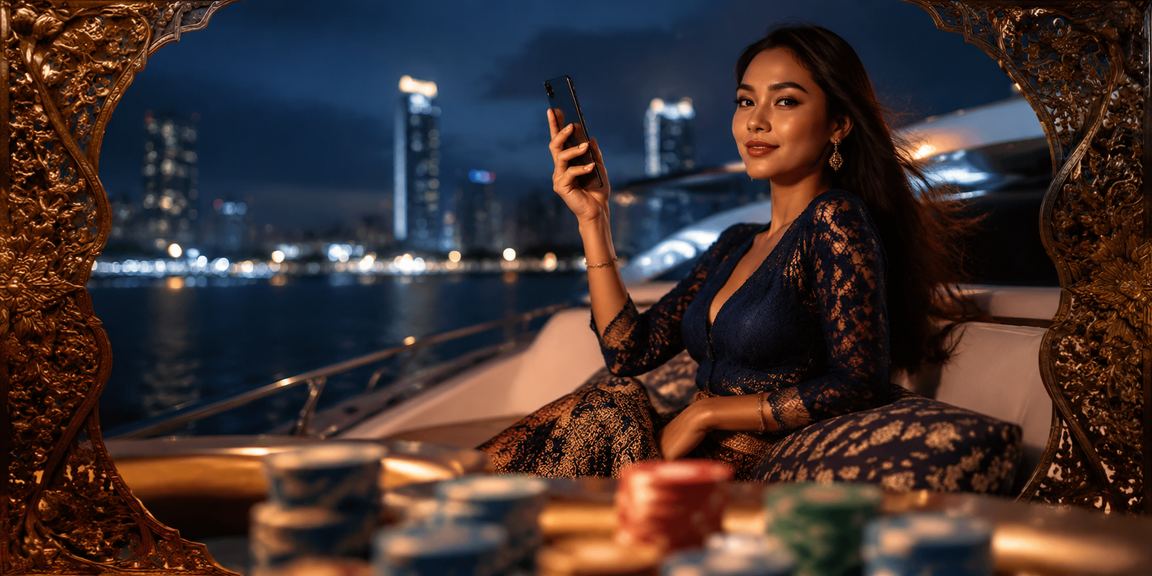 Pengguna mengakses tampilan kasino mobile yang modern dengan antarmuka intuitif